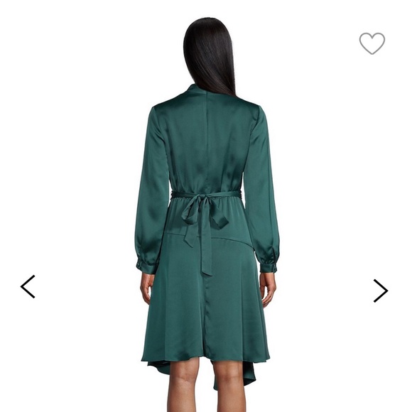 Gabby Skye green satin faux wrap dress with asymmetric hem - Picture 10 of 10
